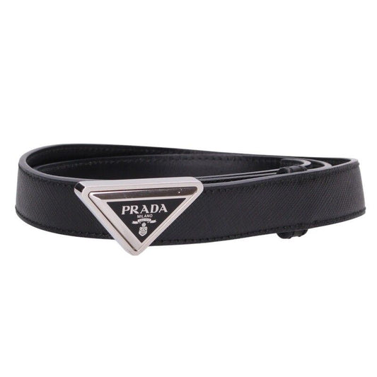 Prada 1cc522 Triangle Logo Plate Saffiano Leather Belt Ladies 80