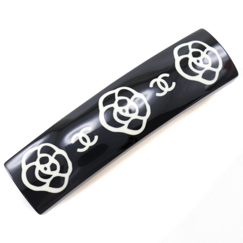 Chanel Coco Mark Camellia Plastic Black 03P Ladies Barrette