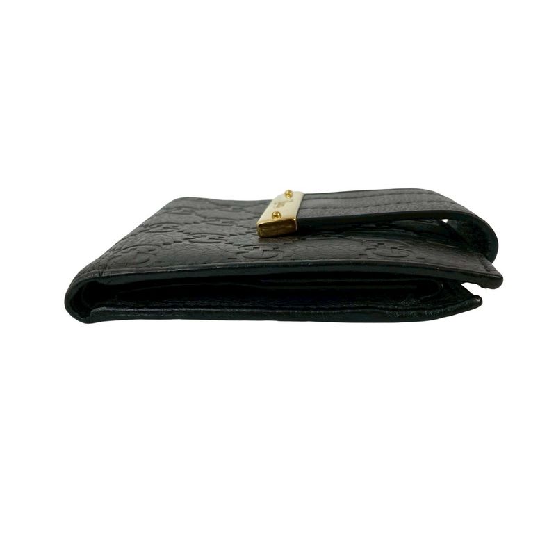 Gucci Guccissima GG Pattern Logo Hardware Plate Leather Bifold