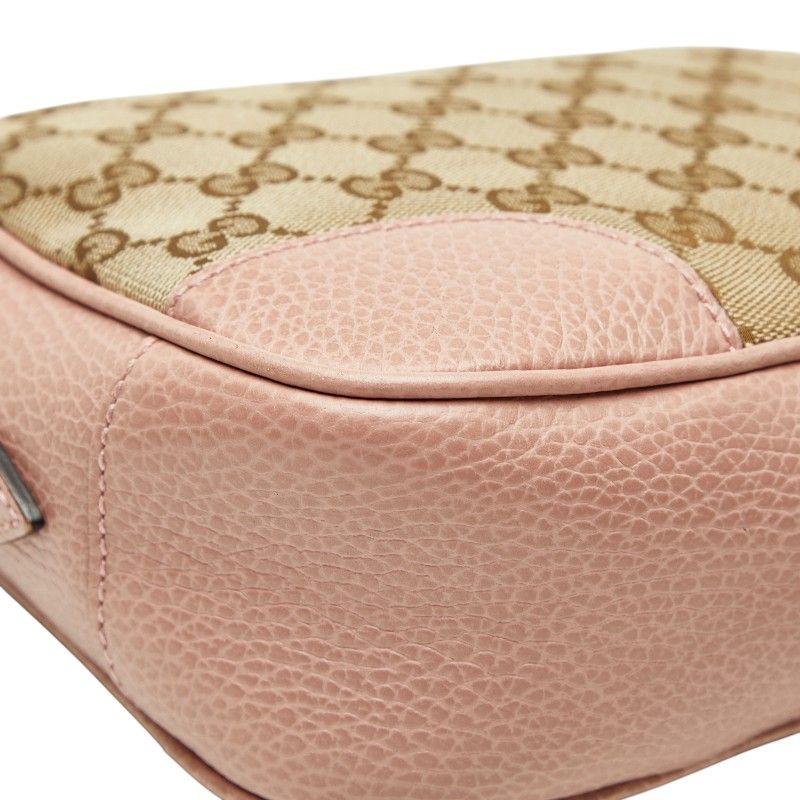 Gucci GG Canvas Crossbody Shoulder Bag 449413 Brown Pink Canvas Leather Women's