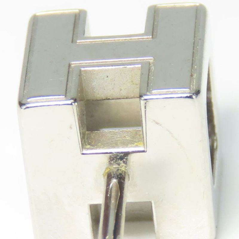 Hermes Earrings Cage De Assches H Cube Metal Black Silver Plated Accessories