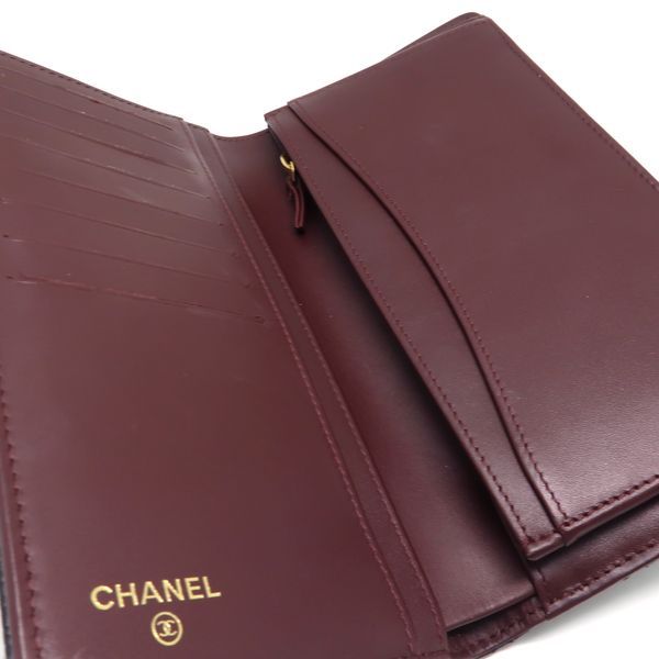 Chanel Bifold Long Wallet A31509 Caviar Skin Black Gold Hardware Coco Mark