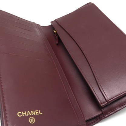 Chanel Bifold Long Wallet A31509 Caviar Skin Black Gold Hardware Coco Mark