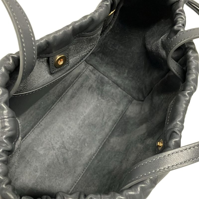 Celine Tote Bag Small Cabas Drawstring Cuir Triomphe Grey Leather