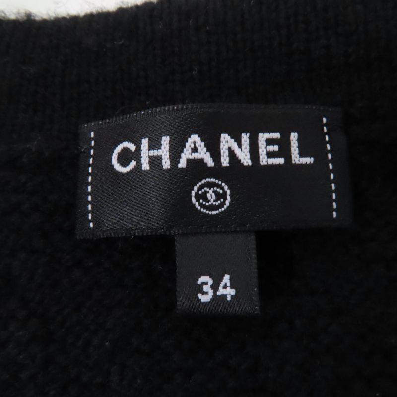 CHANEL P7524k10893 100% Cashmere Coco Mark Button Chain Design Knit Jacket
