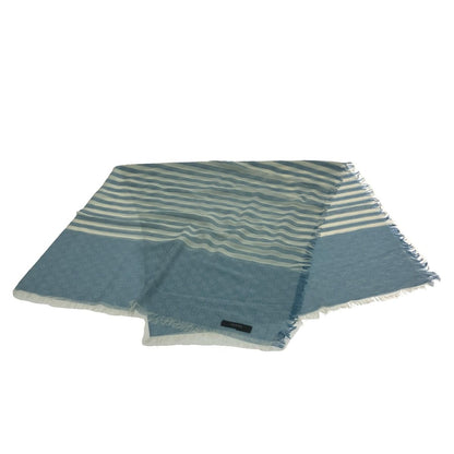 Gucci Striped Cotton Stole Sky Blue X White
