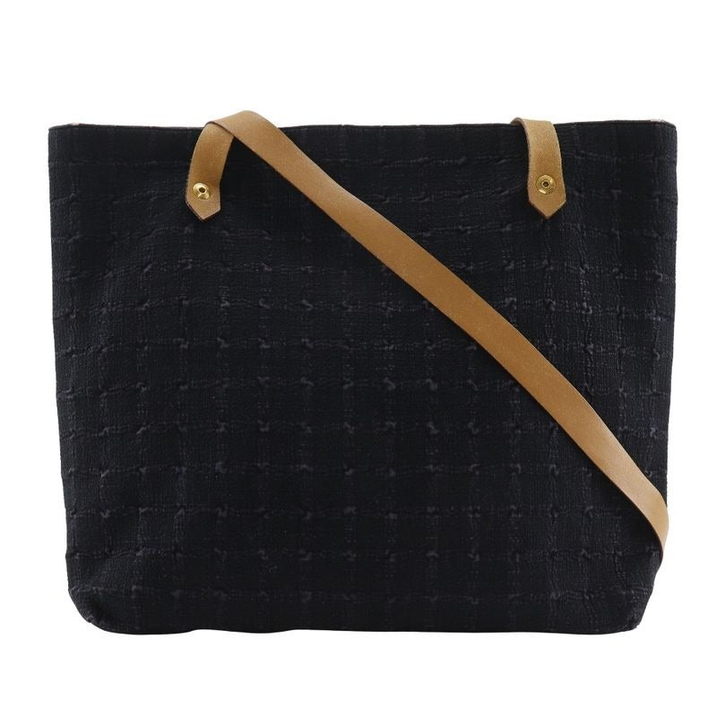 Hermes Amedava Cabas De Poche Long Shoulder Canvas Black Bag
