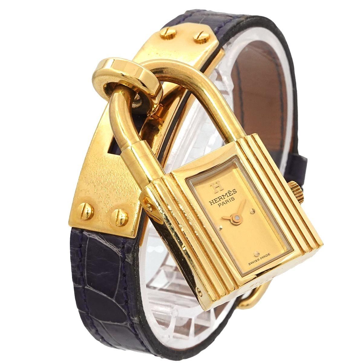 Hermes Kelly Watch Gold Blue Quartz Cadena
