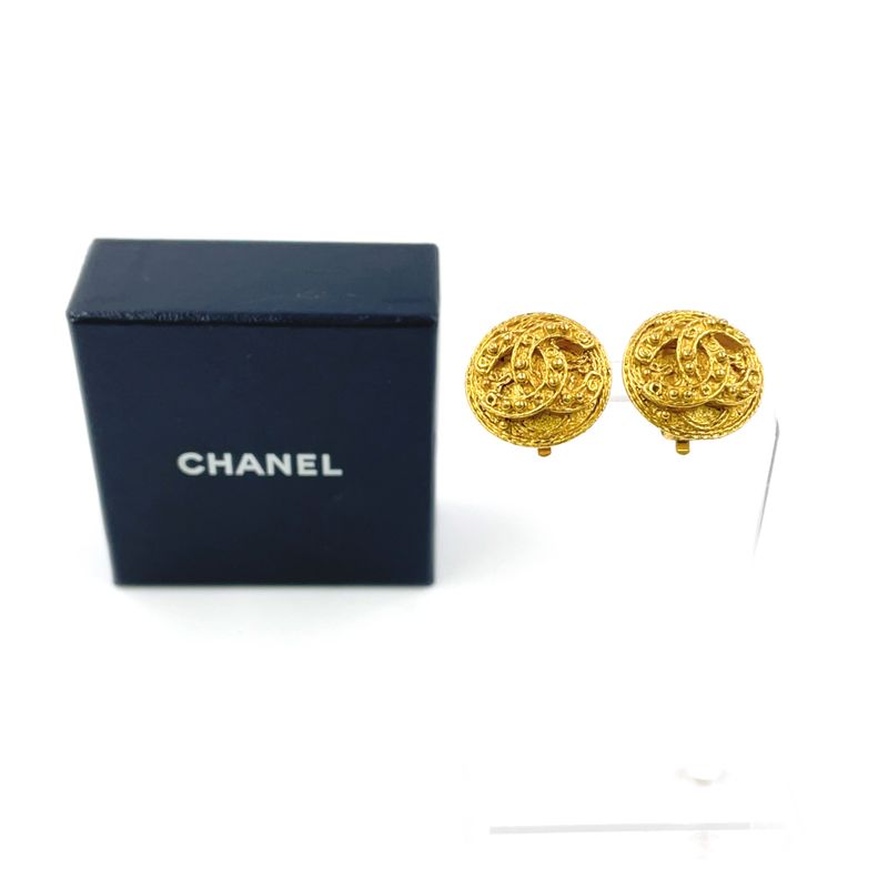 Chanel Round Coco Mark GP Gold Earrings