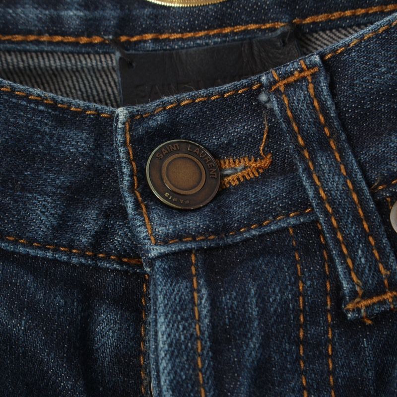 Saint Laurent 20 Years Button Fly Tapered Denim Pants Jeans 644024 Indigo Blue