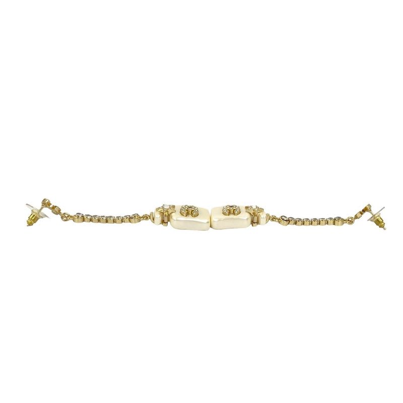 Chanel Perfume Bottle Swing Earrings Coco Mark Fake Pearl 23BS