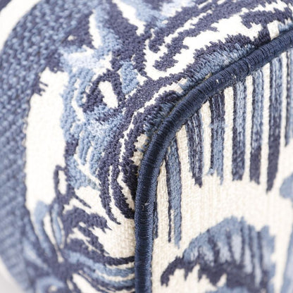 Dior Travel Vanity Palms Embroidery Canvas Navy Blue/white Ladies Handbag