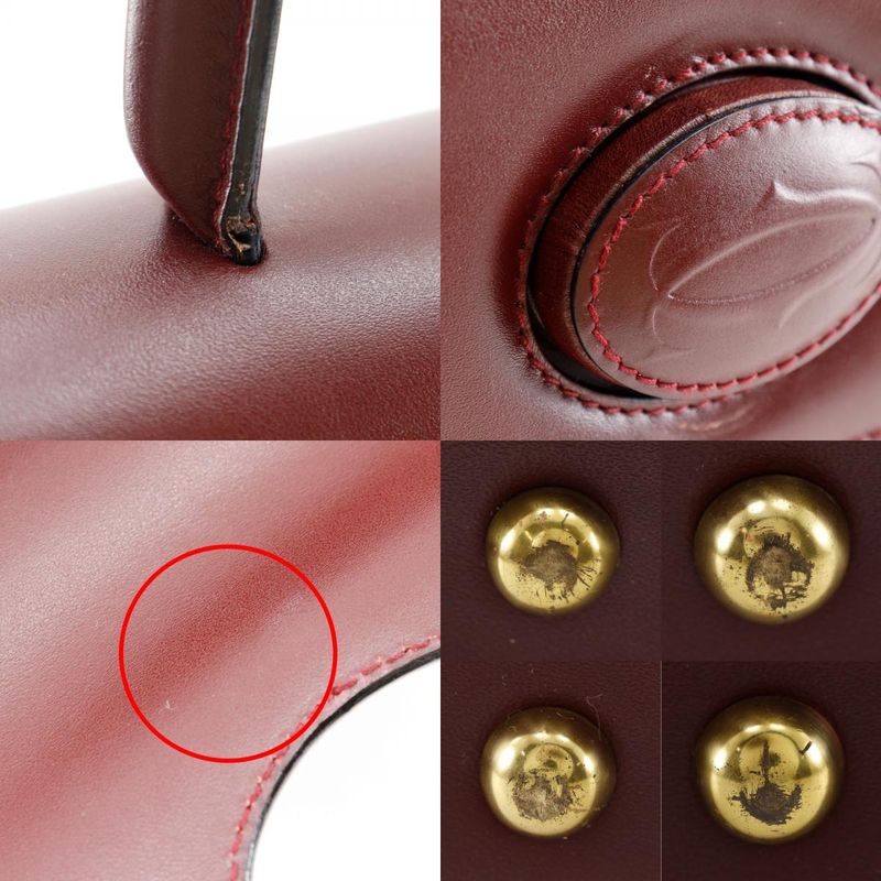 Cartier Must Line One Handle Leather Bordeaux Women's Handbag