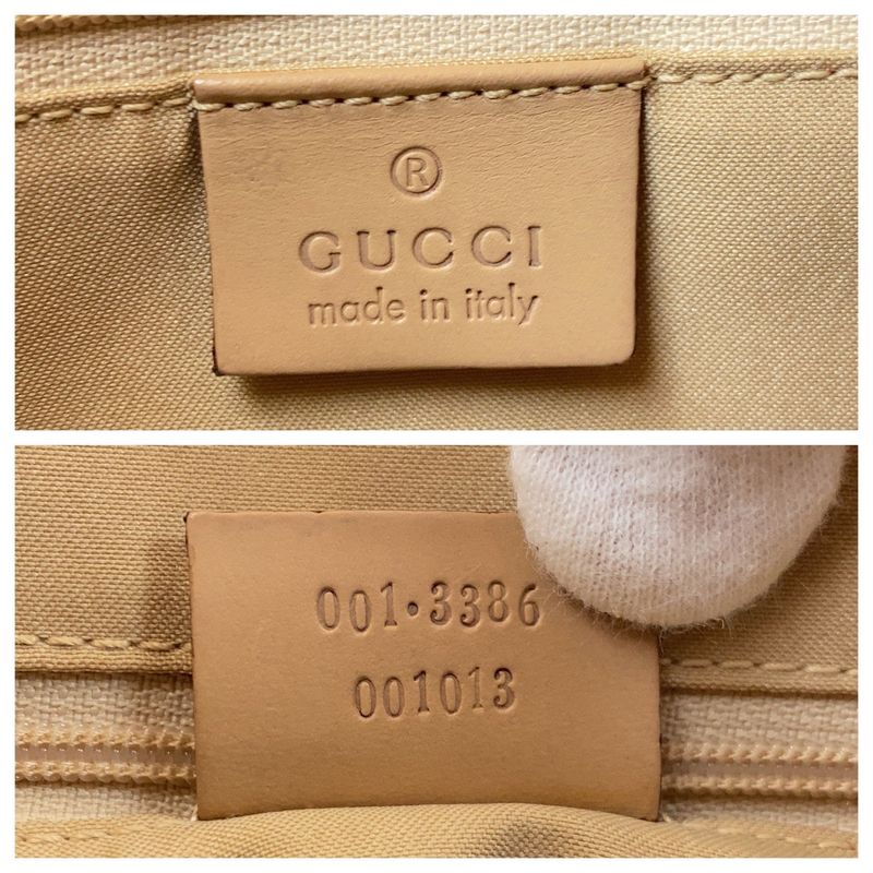 Gucci Yellow Beige Silver Hardware GG Canvas/leather 001 3386 Shoulder Bag