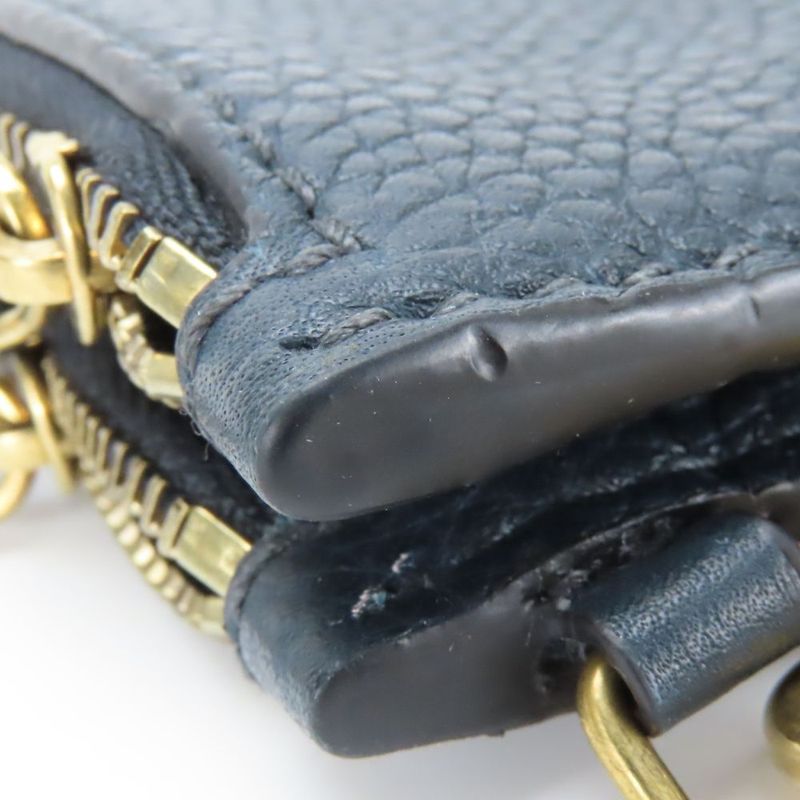 Christian Dior Pouch Bee Leather Navy Gold Hardware Multi Case Clutch Women