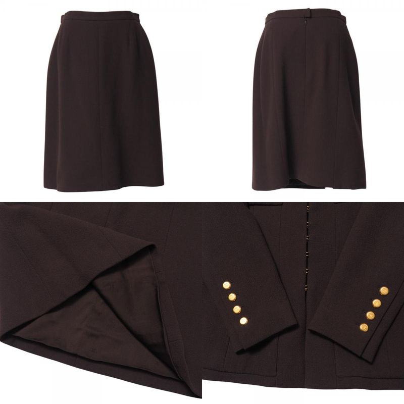 Chanel Vintage Skirt Suit Size 42 96A Setup Midi CC Logo Coco Mark Made In