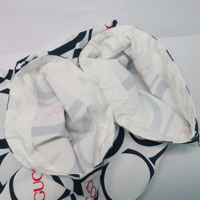 Gucci Maxi Gucci Print Fabric Shirt 790723 Short Sleeve 44 White Blue