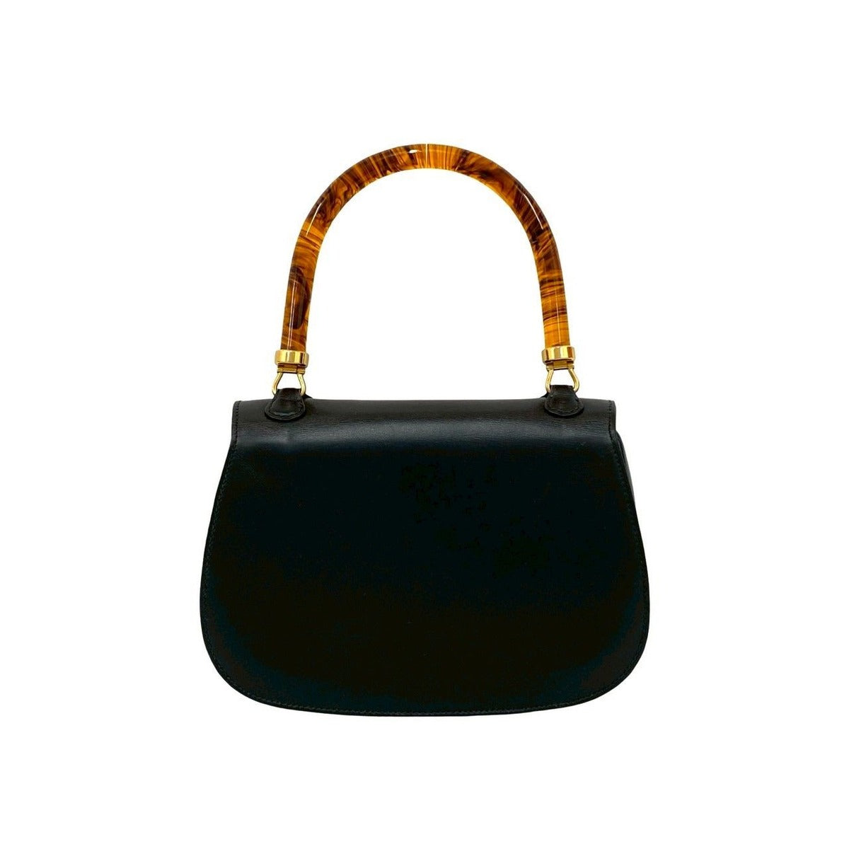 Gucci Vintage Turnlock Calf Leather Handbag Tote — view 3