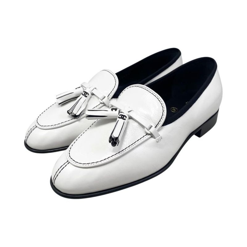 Chanel Loafers Fringe Moccasins G45405 B15187 Nt864 36 Size Calfskin Coco Mark