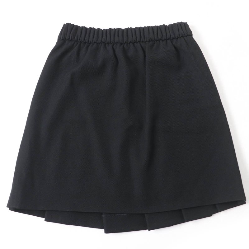 CHANEL P46707v34279 100% Wool Coco Mark Button Pleated Skirt Black 34 Made In