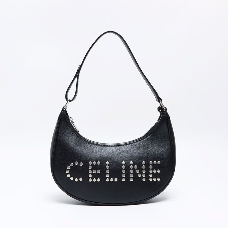Celine Shoulder Bag Studded Logo Hobo