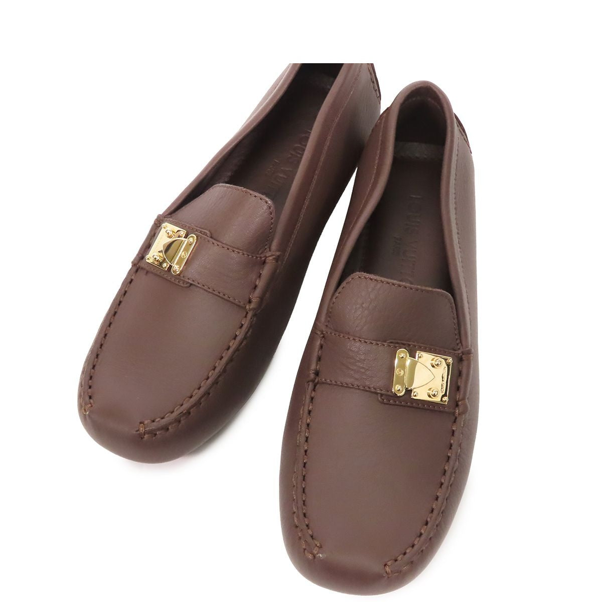 Louis Vuitton Driving Shoes Brown Leather Loafers