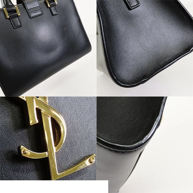 Saint Laurent Baby Cabas Black Leather Monogram 2-Way Shoulder Bag — view 6