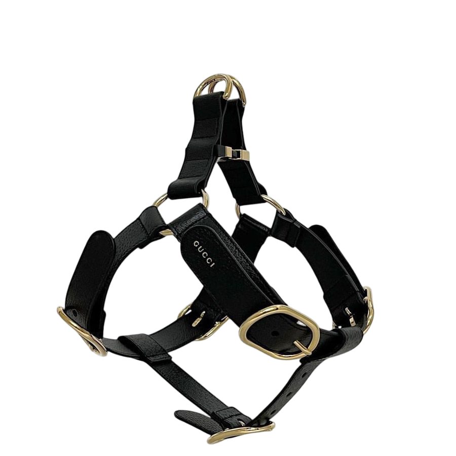Gucci Pet Harness Black Interlocking Pet Accessory