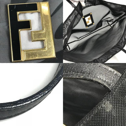 Fendi Handbag FF Logo Mesh Big Bag Nylon Mesh Black