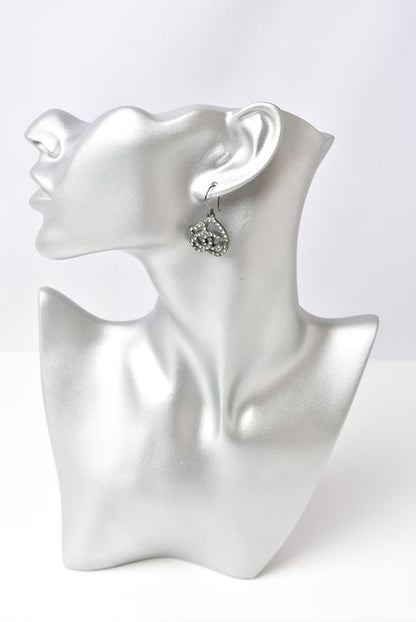 Chanel Earrings Chanel CC Motif Coco Mark Swing Pearl Silver White