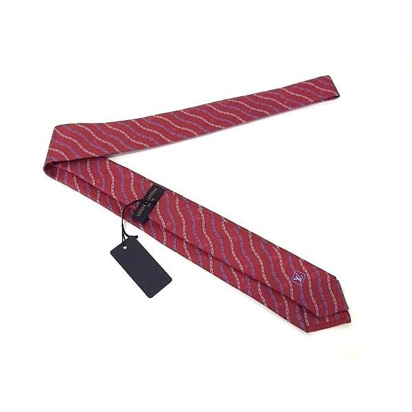 Louis Vuitton Cravat Wavy Chain 100% Silk Tie Bordeaux Fq0193 — view 2