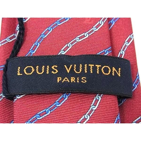 Louis Vuitton Cravat Wavy Chain 100% Silk Tie Bordeaux Fq0193 — view 4