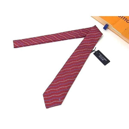 Louis Vuitton Cravat Wavy Chain 100% Silk Tie Bordeaux Fq0193