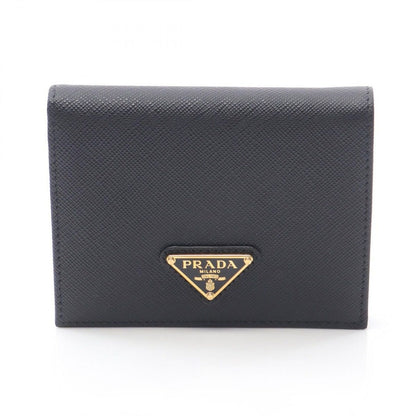 Prada Bifold Wallet Saffiano Triang Black Leather