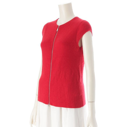 Chanel 06A Cashmere Double Zip Up Vest Sleeveless Top P29666 Red 38