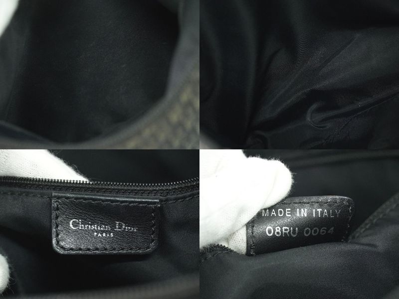 Authentic Christian DIOR Trotter Shoulder Bag Pochette Canvas Black Gray