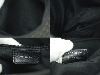 Authentic Christian DIOR Trotter Shoulder Bag Pochette Canvas Black Gray