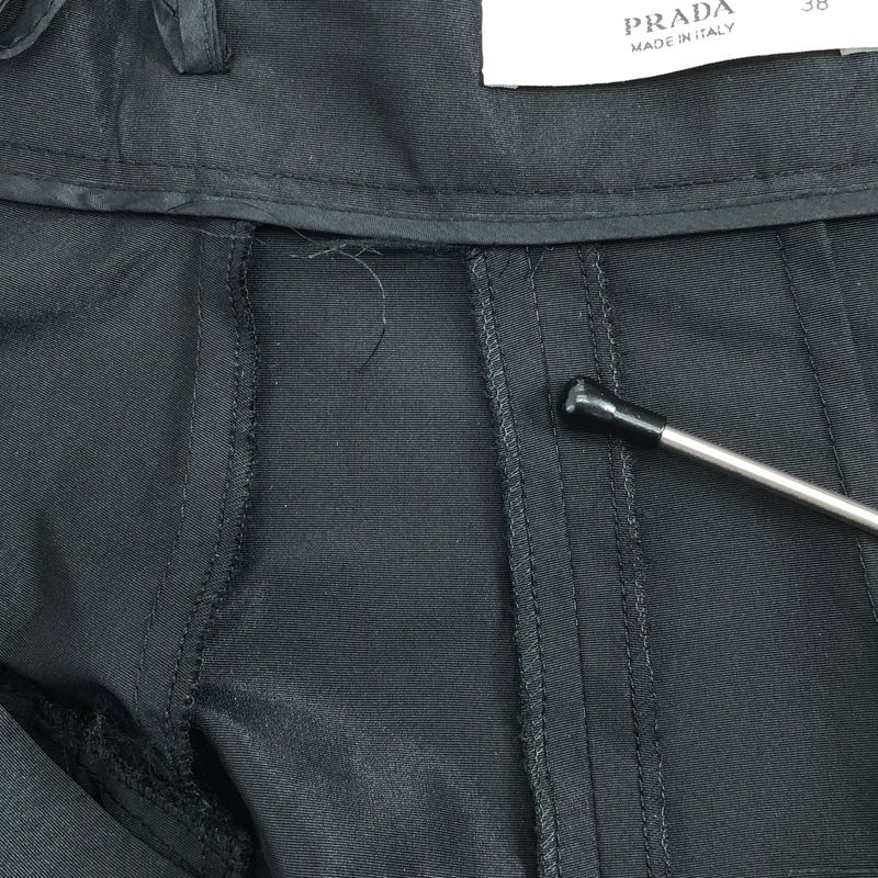 Prada - Side Pockets Tucked Flared Long Skirt - 38 - Black - Women