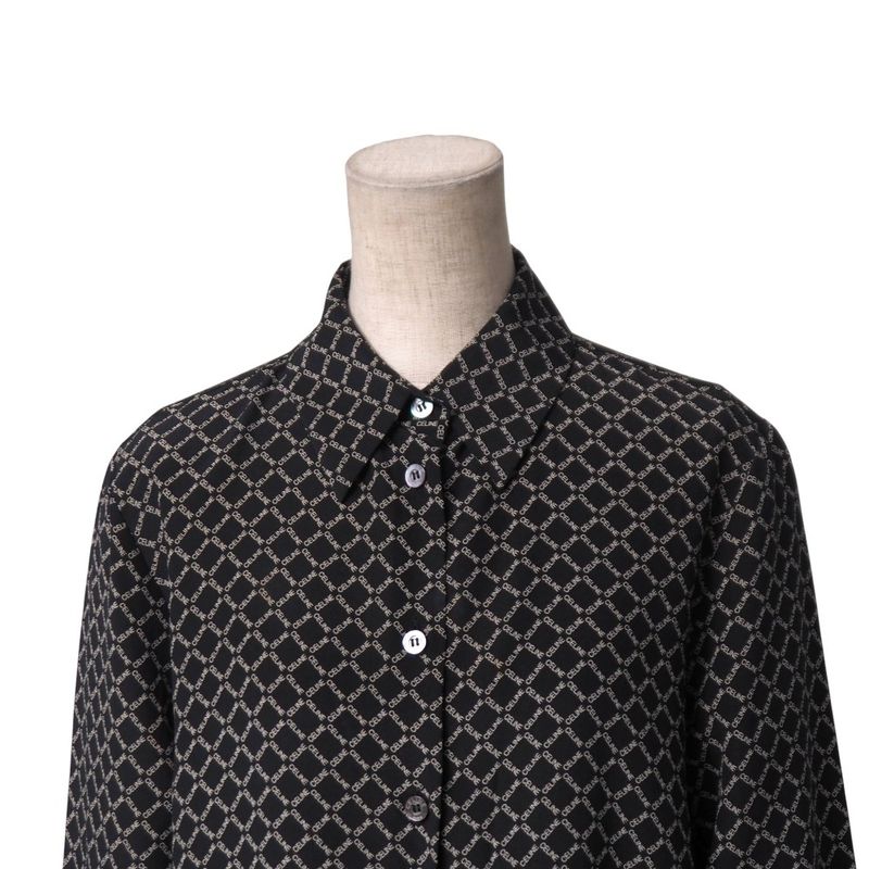 OLD Celine Old Celine Vintage Long Sleeve Shirt Size 36 Total Silk Logo Check