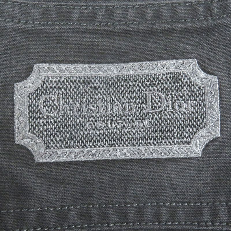 DIOR Homme 383d587ay520 Couture Logo Patch Washed Long Sleeve Denim Shirt Gray