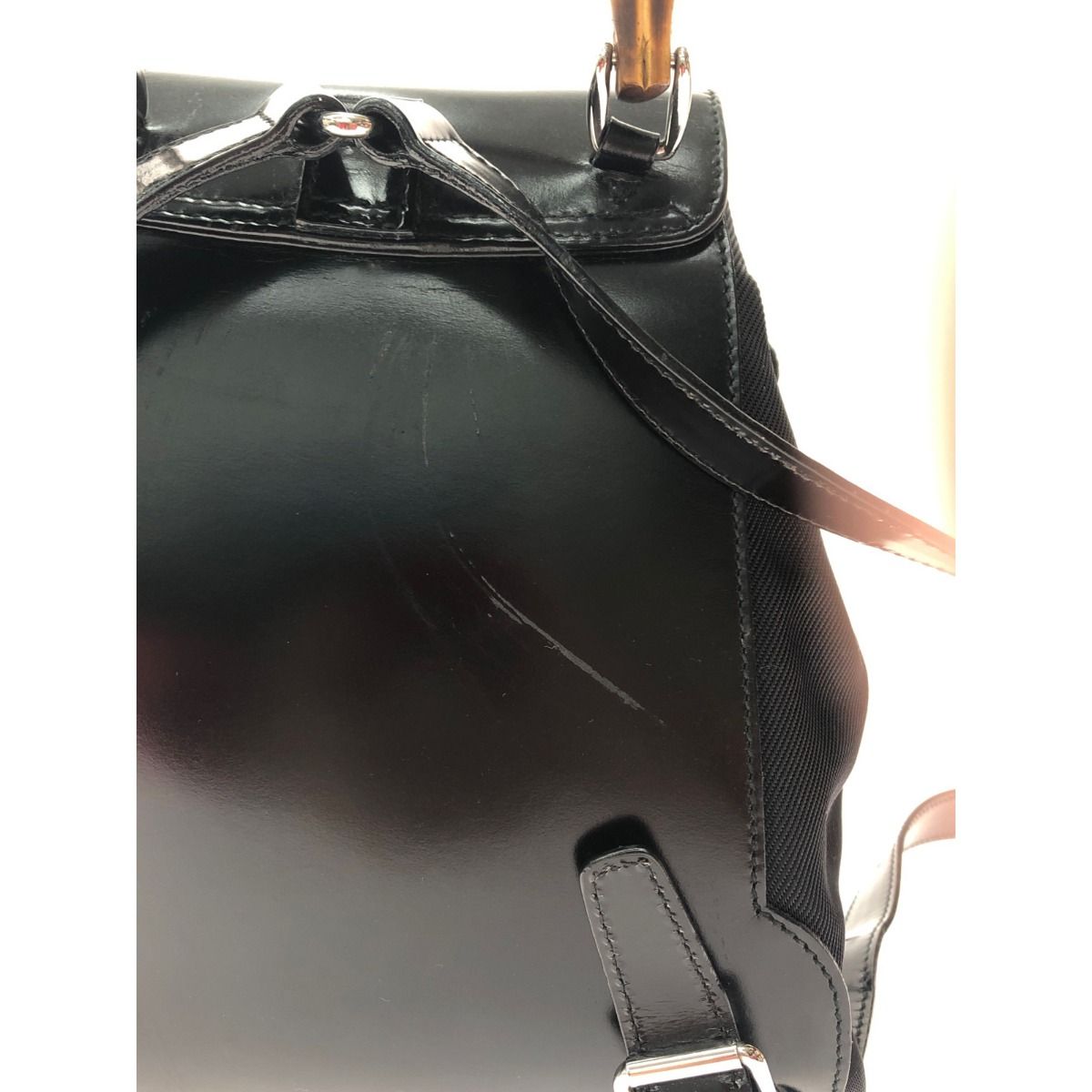 Gucci Women's Backpack Mini Bamboo Nylon Canvas X Leather 0322650030 Black