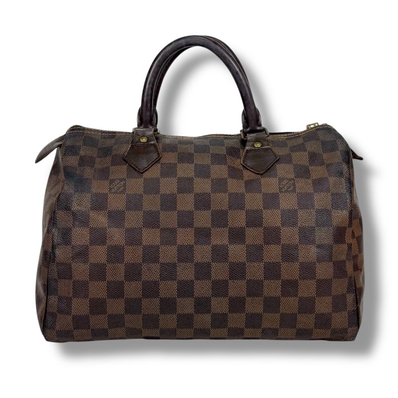 Louis Vuitton Speedy 30 Damier Leather Handbag Mini Boston Bag Brown