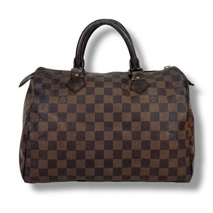 Louis Vuitton Speedy 30 Damier Leather Handbag Mini Boston Bag Brown