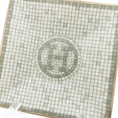 Hermes Petit Carre Mosaic 24 No1 Platinum Dish Porcelain Box Shipping Shoulder — view 3