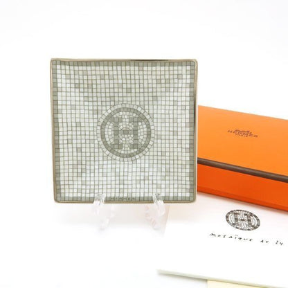 Hermes Petit Carre Mosaic 24 No1 Platinum Dish Porcelain Box Shipping Shoulder