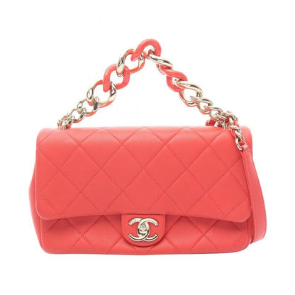 Chanel Shoulder Bag Large Flap Quilted As1353 Orange Lambskin Sheep