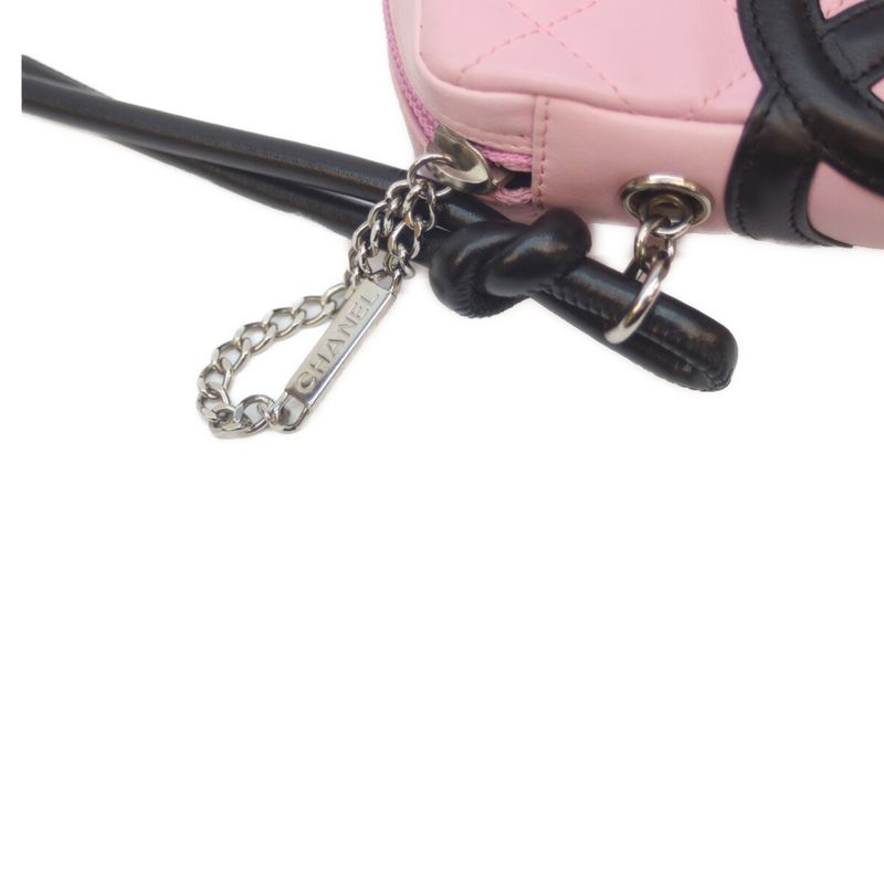 Chanel A25177 No 8 Pink Black Cambon Small Pochette Shoulder Bag Black Quilted