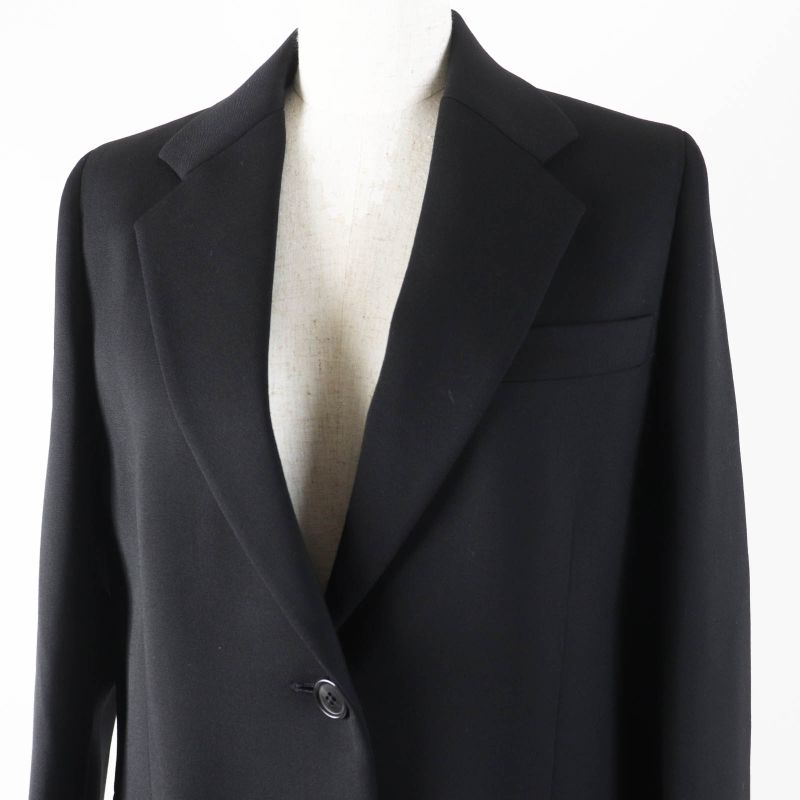 Prada 2021 P6490 Wool Long Length Chester Coat Black 38 Garmented Made In