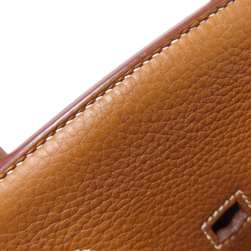 Hermes Birkin 35 Gold Silver Hardware Handbag Taurillon Women