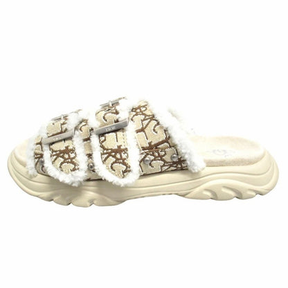 Dior Town Oblique Jacquard Shearling Sandals Shoes Trotter 40 Beige Brown